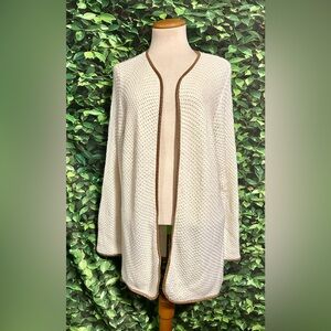 Chicos Open Front Knit Cardigan Sweater Ivory Womens 2 Large 12